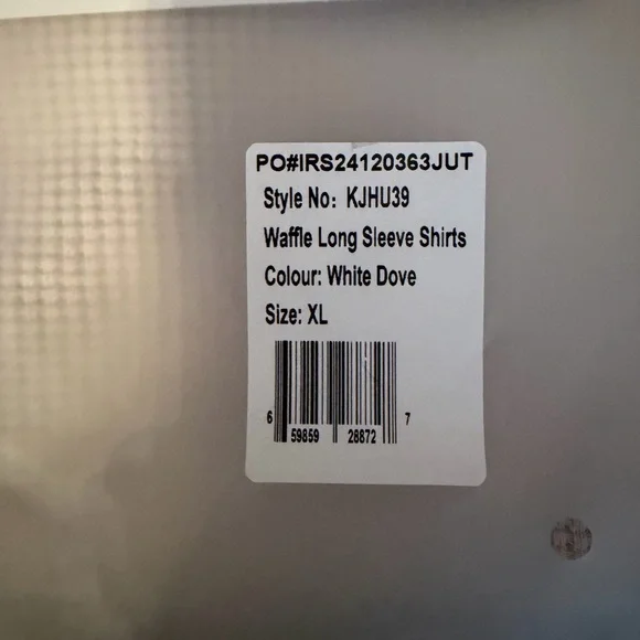 Waffle-Knit Long Sleeve Crewneck Top - WHITE DOVE - Picture 3 of 3